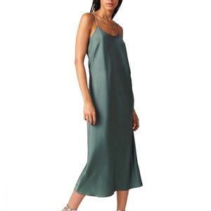 ba&sh Khaki Green Slip Canel Midi Dress with Chain Straps - Size 0